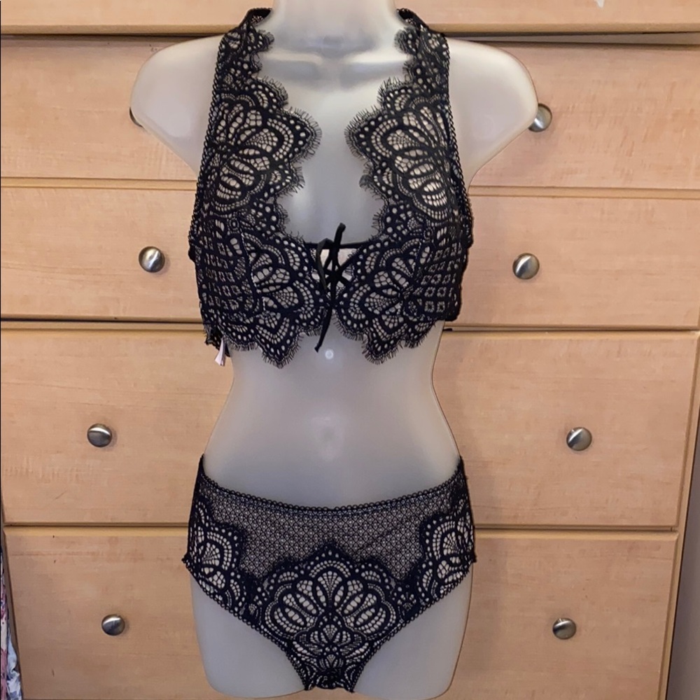 Victoria's Secret Black Lace Bralette and panty set